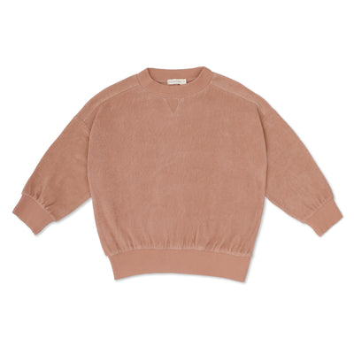 Oversized Frotté Sweater in pink clay