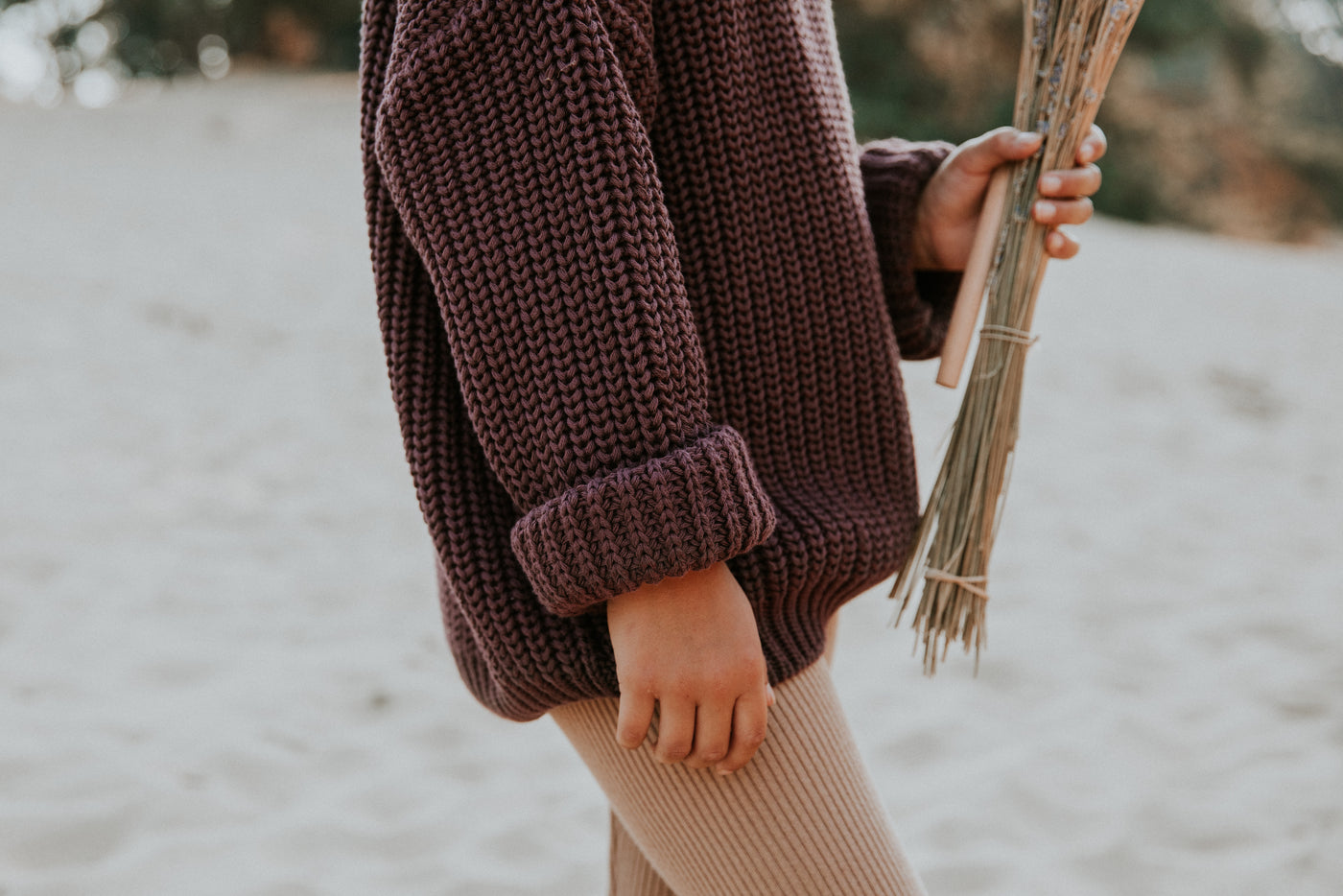 Chunky Knitted Sweater in fig