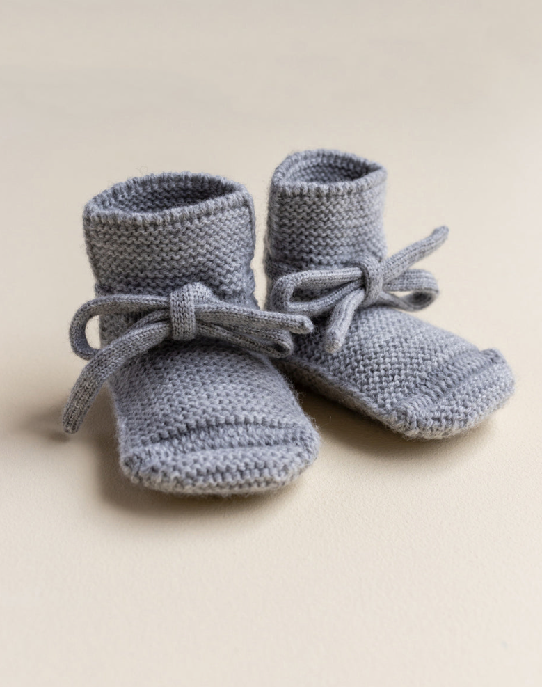 Merino Booties für Babies in grey melange