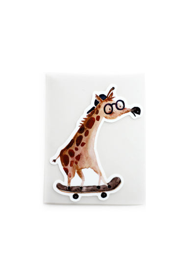 Bügelbild 'Giraffe auf Skateboard'